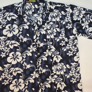 Navy and White Floral Men's Casual Shirt